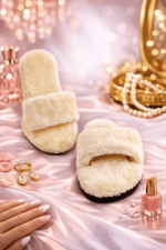 Soft warm women_s fuzzy open-toe slippers - Image 3