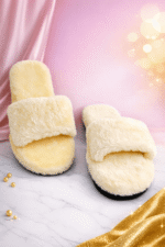 Soft warm women_s fuzzy open-toe slippers