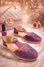 Maroon Embellished Belly Sandals - Image 2
