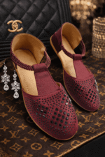 Maroon Embellished Belly Sandals - Image 4